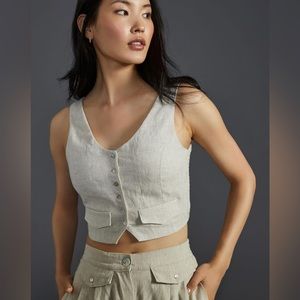 Anthropologie - SOVERE Cropped Linen Vest - size S